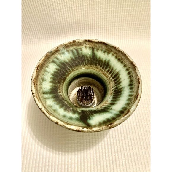 Vintage pottery ikebana vase Signed Oriental Japandi Minimalist - Picture 7 of 9